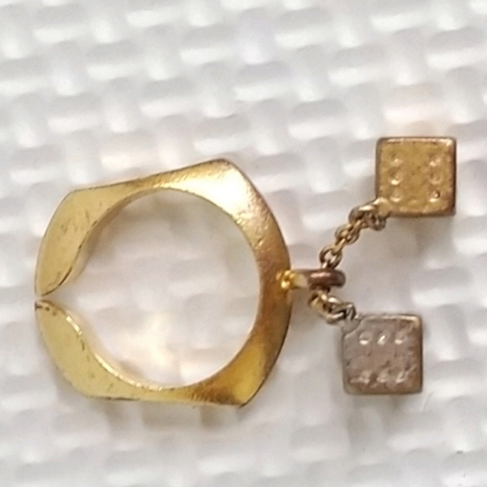 Louis Vuitton size 6 Double Dice Costume Gold Tone Ring 💍